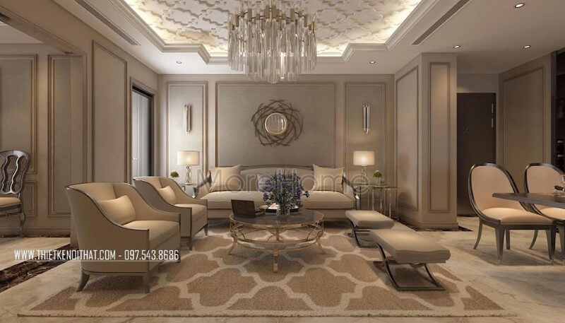 Thiết kế nội thất chung cư theo phong cách tân cổ điển, sang trọng và đáng ký.