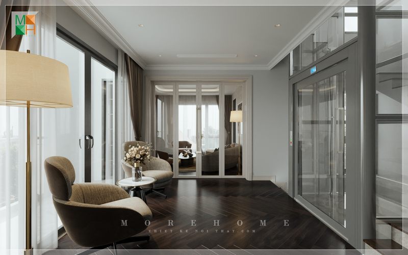Sofa đơn nệm màu xám thoải mái sử dụng nghỉ ngơi, giải tỏa căng thẳng, trò chuyện bạn bè người thân.